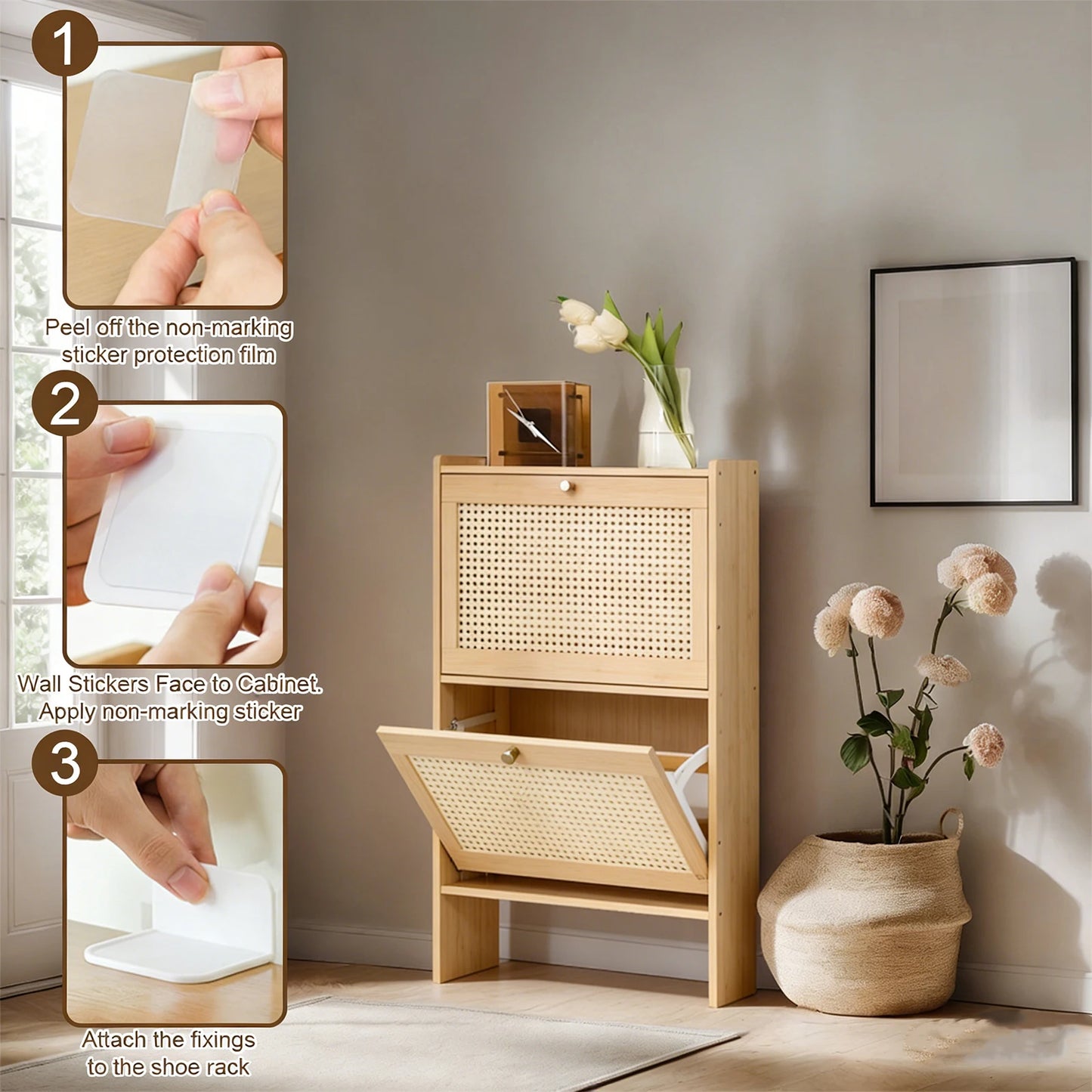 Shoes Storage Organizer with 2 Flip Drawers