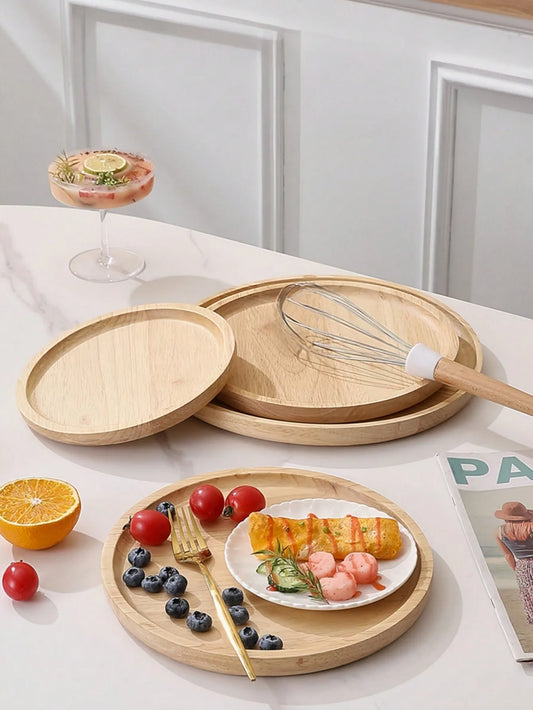 1pc Round Bamboo Food Tray