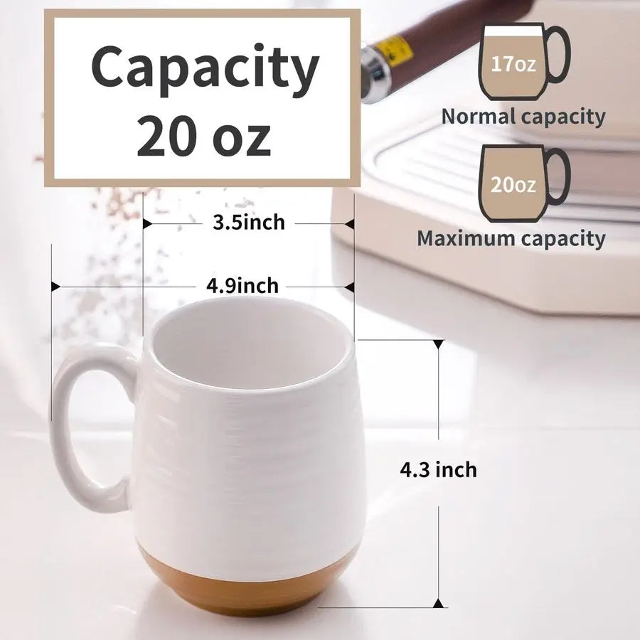 Set of 2 Large Stoneware Coffee  Mugs with Handle