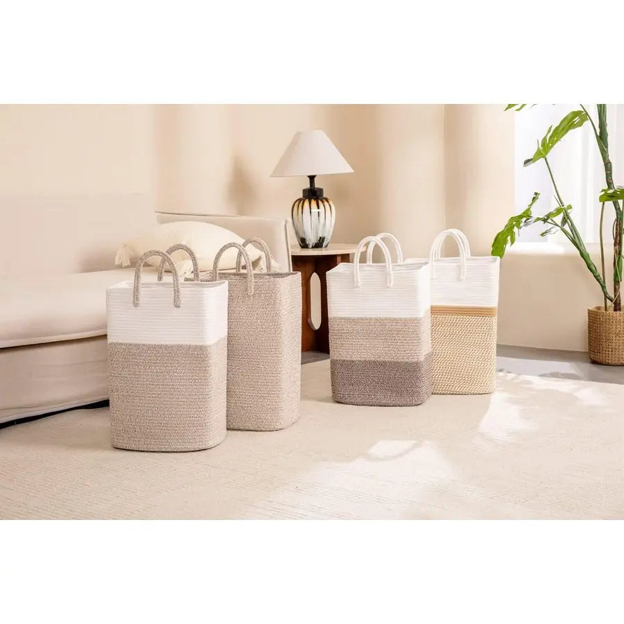 Laundry Basket With Handles Woven Cotton