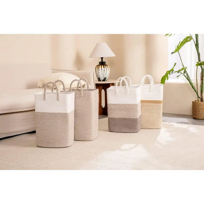 Laundry Basket With Handles Woven Cotton