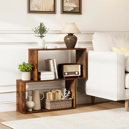 3-Tier Geometric Bookshelf Freestanding Wooden Bookcase