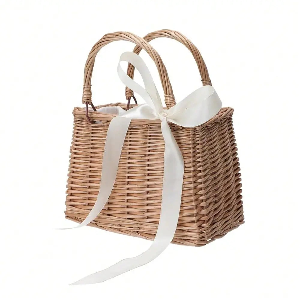Rattan Handbag Woven Flower Basket