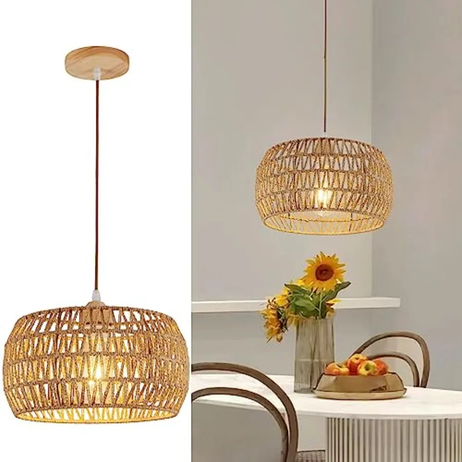 Rattan Pendant Light Fixture Ceiling Bohemian Chandelier