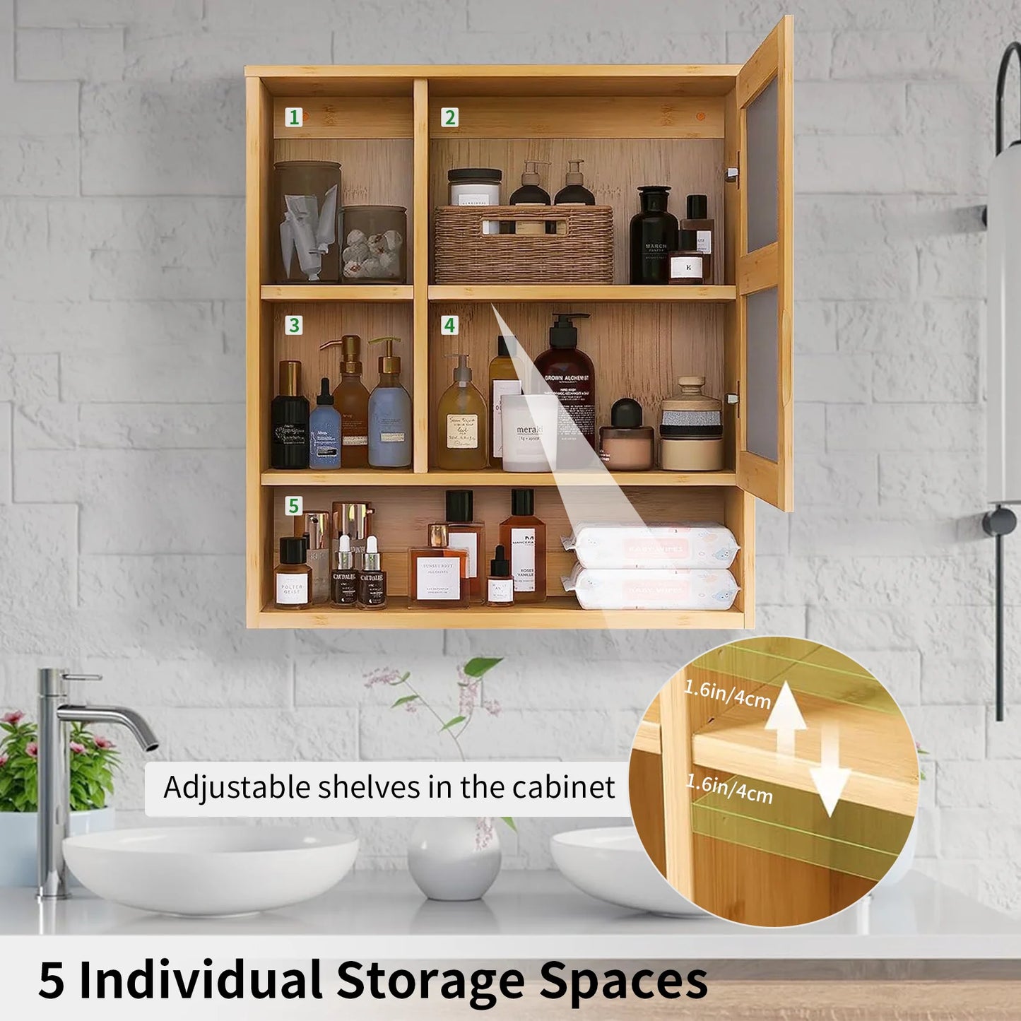 Natural Bamboo Wall Medicine Cabinet