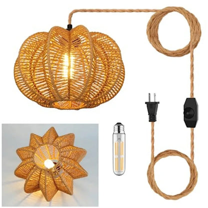 Plug in Pendant Light Rattan Hanging Lights