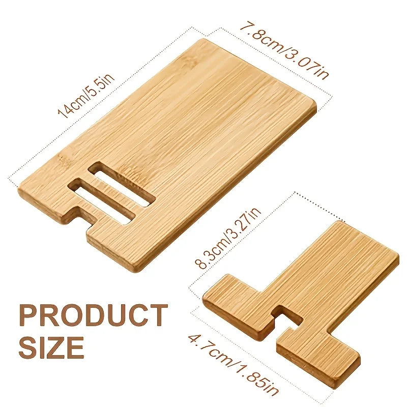 1Pc Natural Bamboo Folding Phone Stand