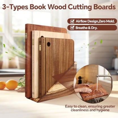 3 Piece Wood Cutting Board Set with Separated Stand