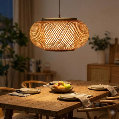Hand Woven Rattan Cage Ceiling Lamp