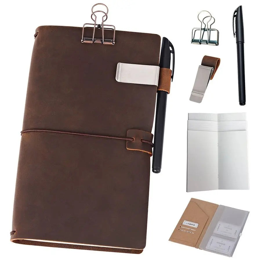 Refillable Leather Journal Travelers with Pen