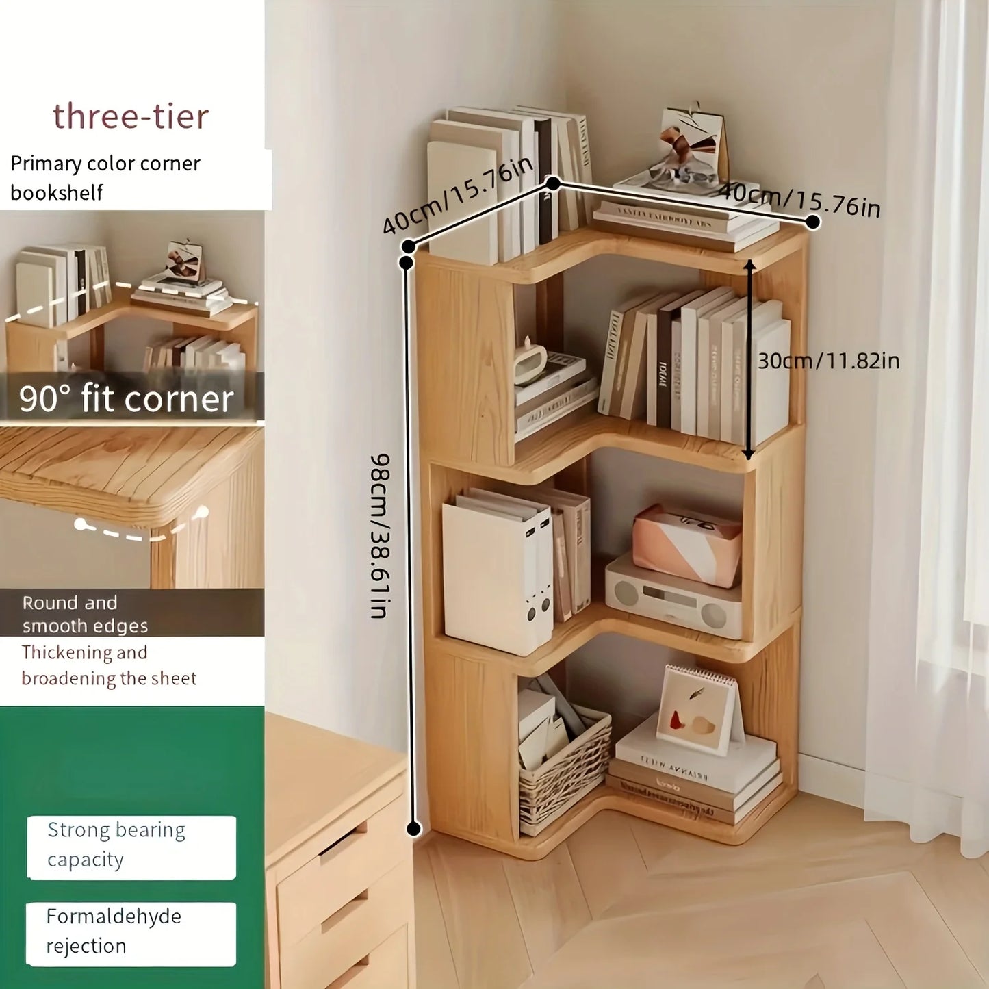 3-Tier/5-Tier L-Shaped Corner Bookshelf