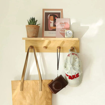 Wall-Mounted Wooden Coat Rack with Shelf