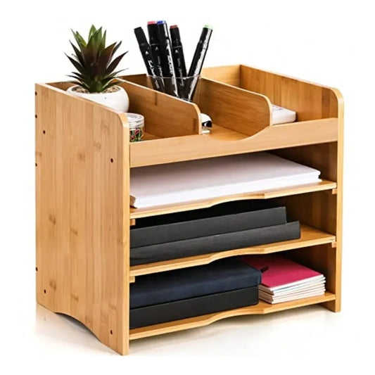 Office Storage Bamboo Desk File Organizer