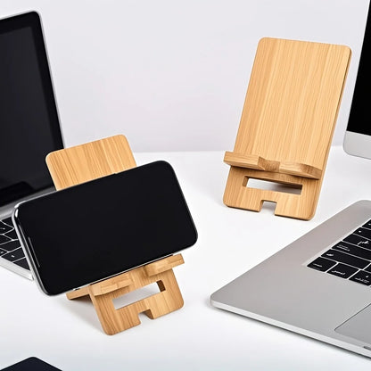 1Pc Natural Bamboo Folding Phone Stand