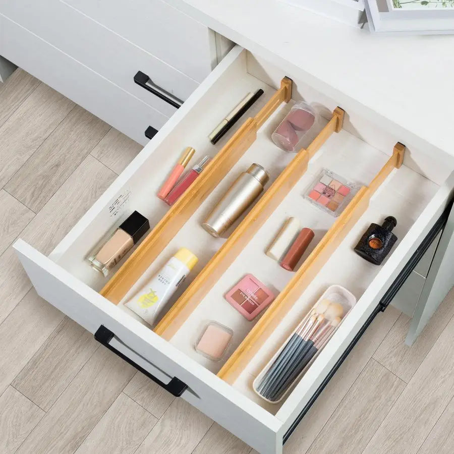 Adjustable Bamboo Drawer Dividers, Expandable Drawer Organizer