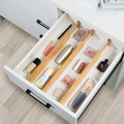 Adjustable Bamboo Drawer Dividers, Expandable Drawer Organizer