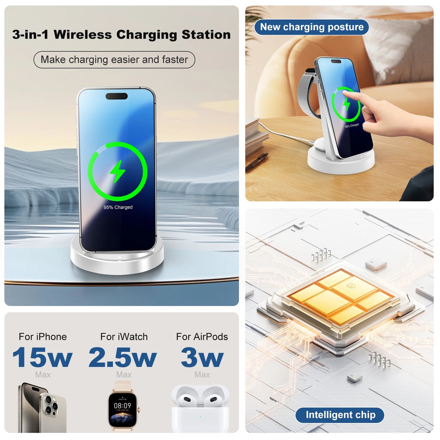 3 In 1 Magnetic Wireless Charger Stand