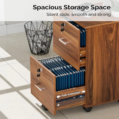 2-Drawer Rolling File Cabinet with Lock