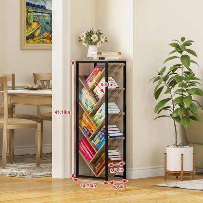 5 Tier Tree Bookshelf With Wood Shelves