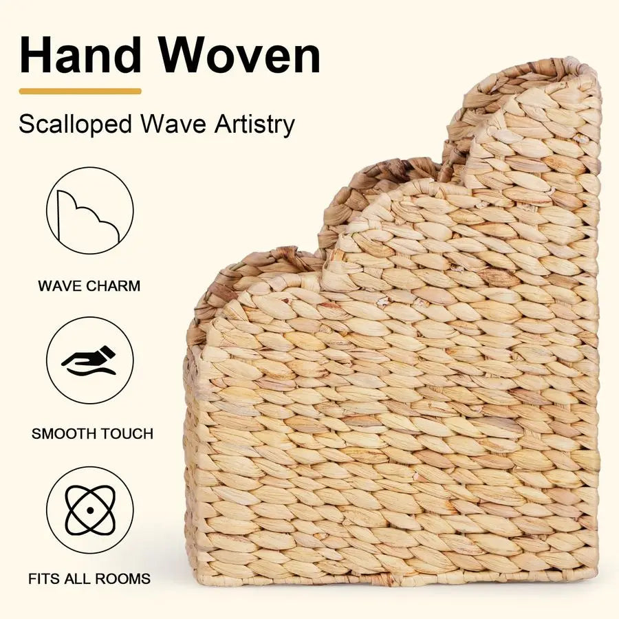 Water Hyacinth Magazine Holders with Scalloped Edge