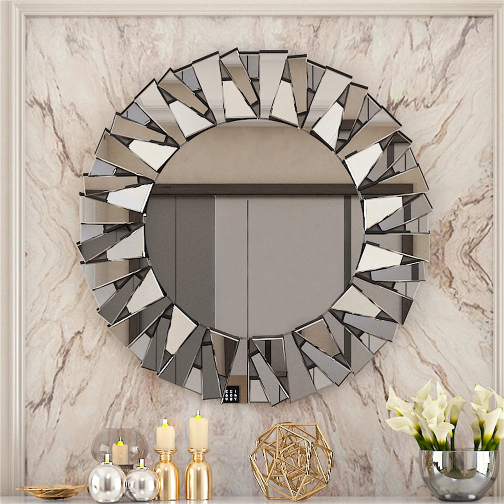 Unique Sunburst Decorative Round  Wall Mirror