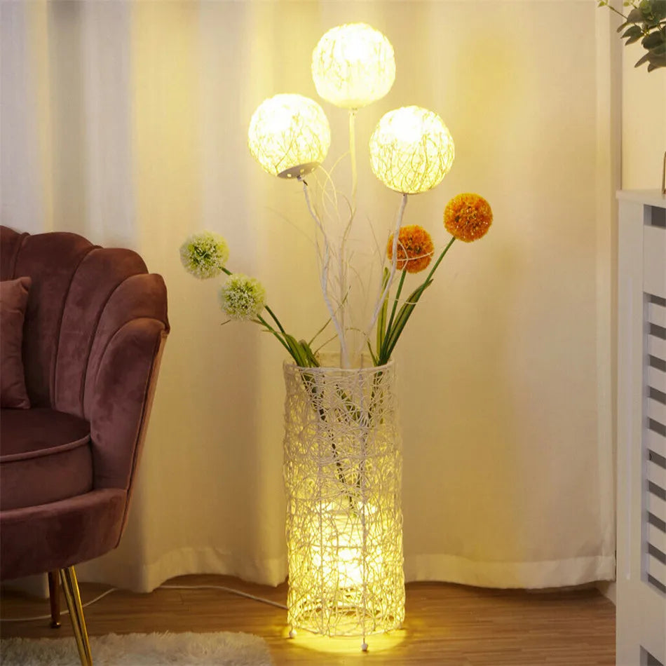 Decorative Floor Lamp LED Rattan Standing Lights