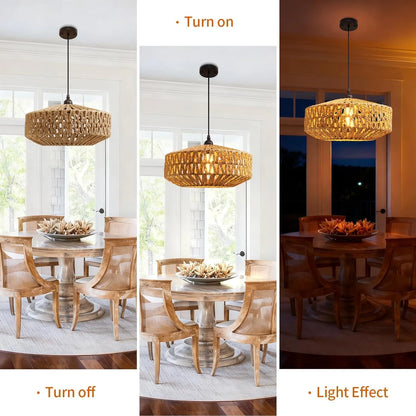 Natural Rattan Chandelier Small Paper Rope Pendant Light
