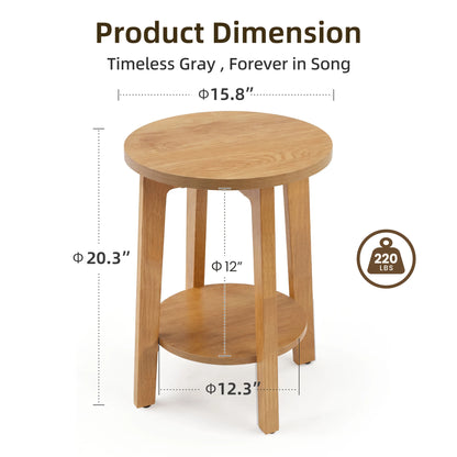 Wood Round Side Coffee Table  for Living Room