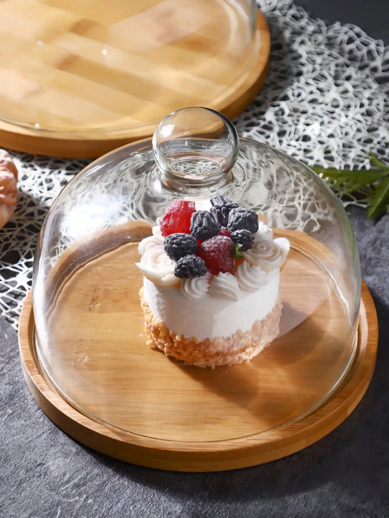 1pc Round Bamboo Food Tray