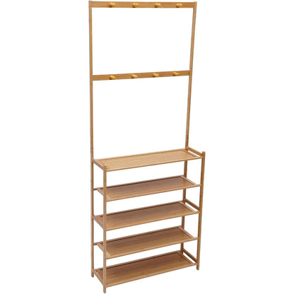 5-Tier Bamboo Wood Shoe Storage Shelf Rack