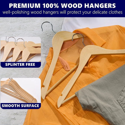 Wooden Suit Hangers Premium Natural Finish Home