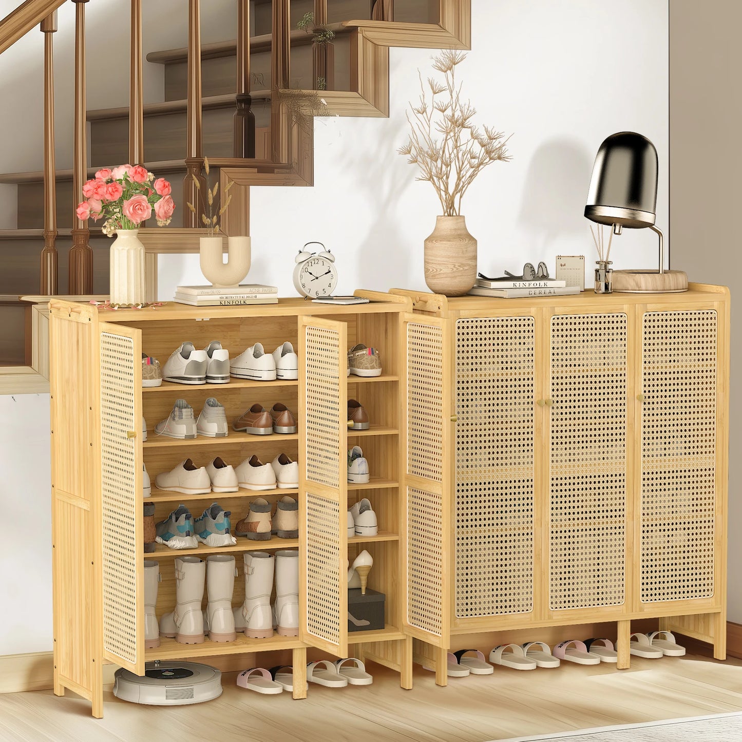 Bamboo 20 Pairs Shoe Storage Organizer Cabinet