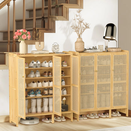 Bamboo 20 Pairs Shoe Storage Organizer Cabinet