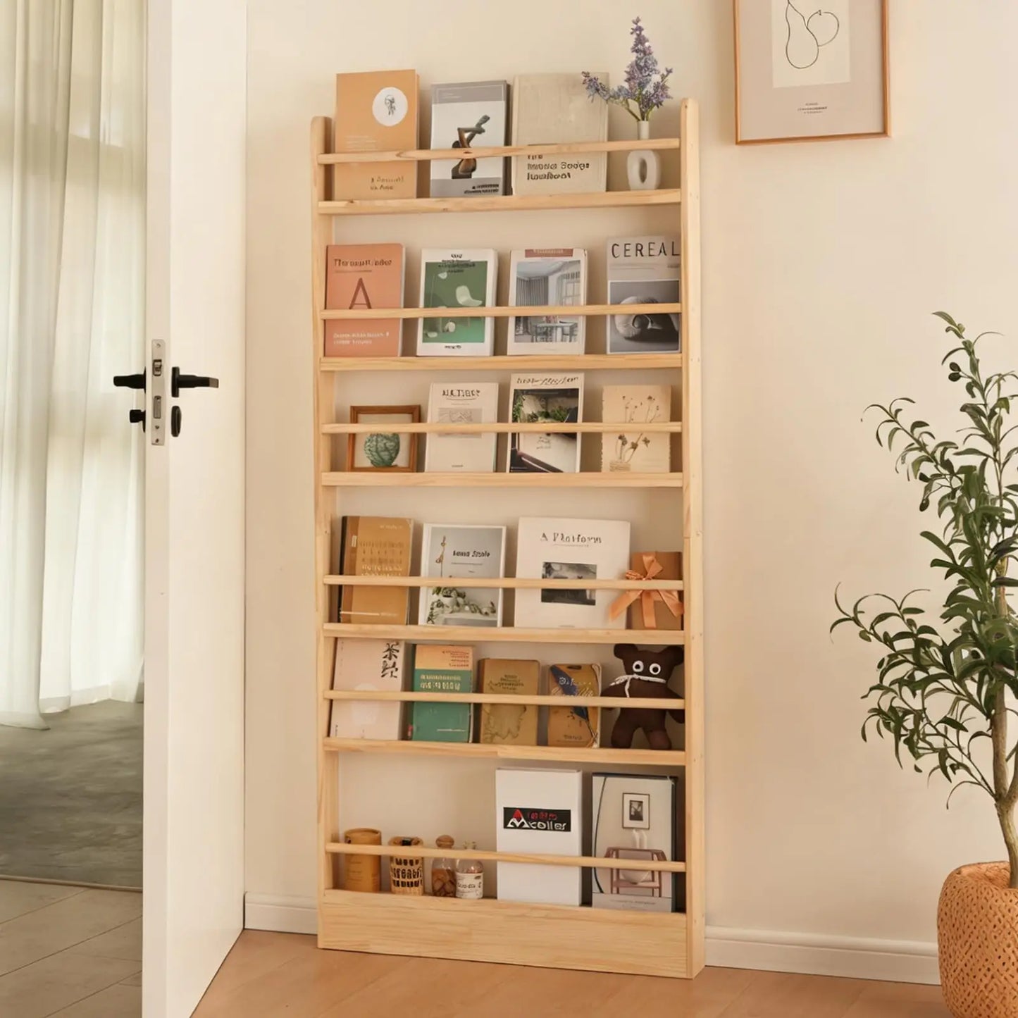 6 Tier Solid Wood Bookshelf