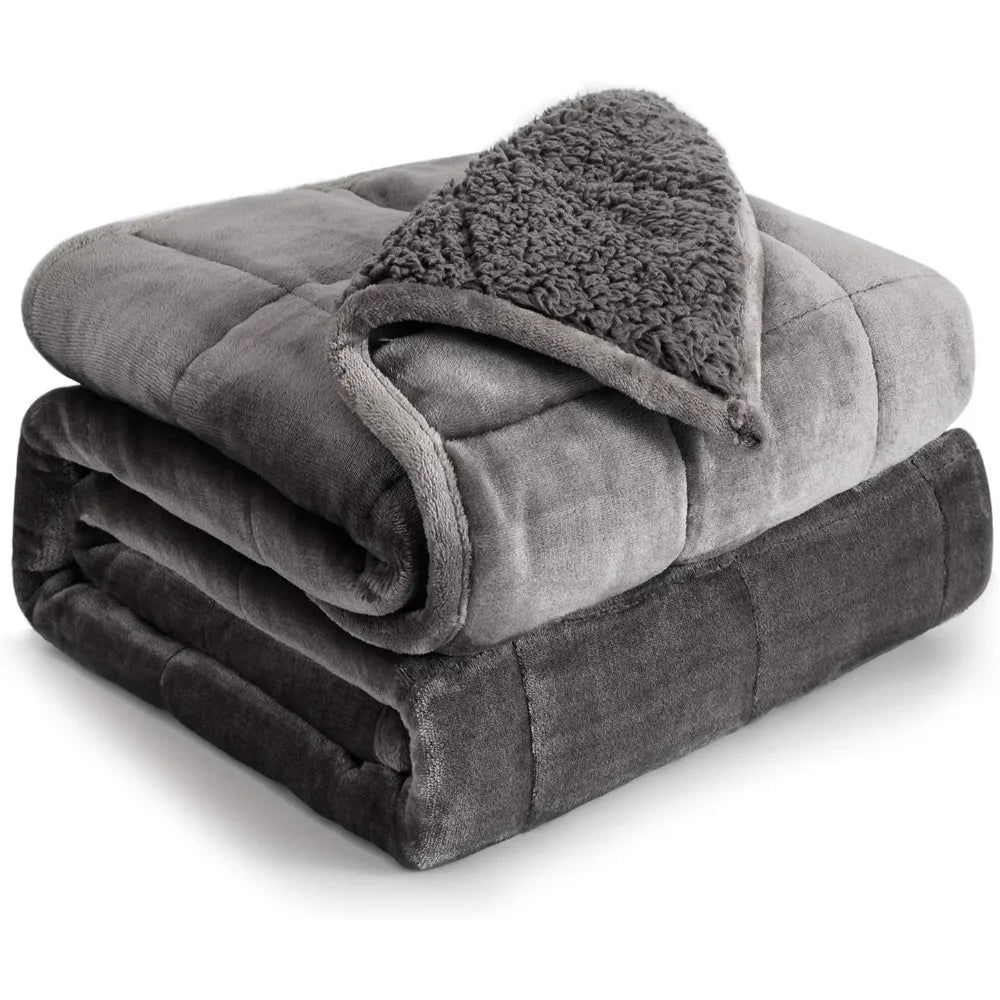 Sherpa Fleece Weighted Cozy Plush Bed Blankets