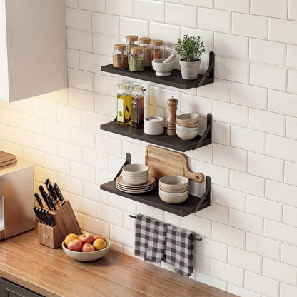 6pcs 16.5 Inch Wall Shelves Rustic Floating Shelf