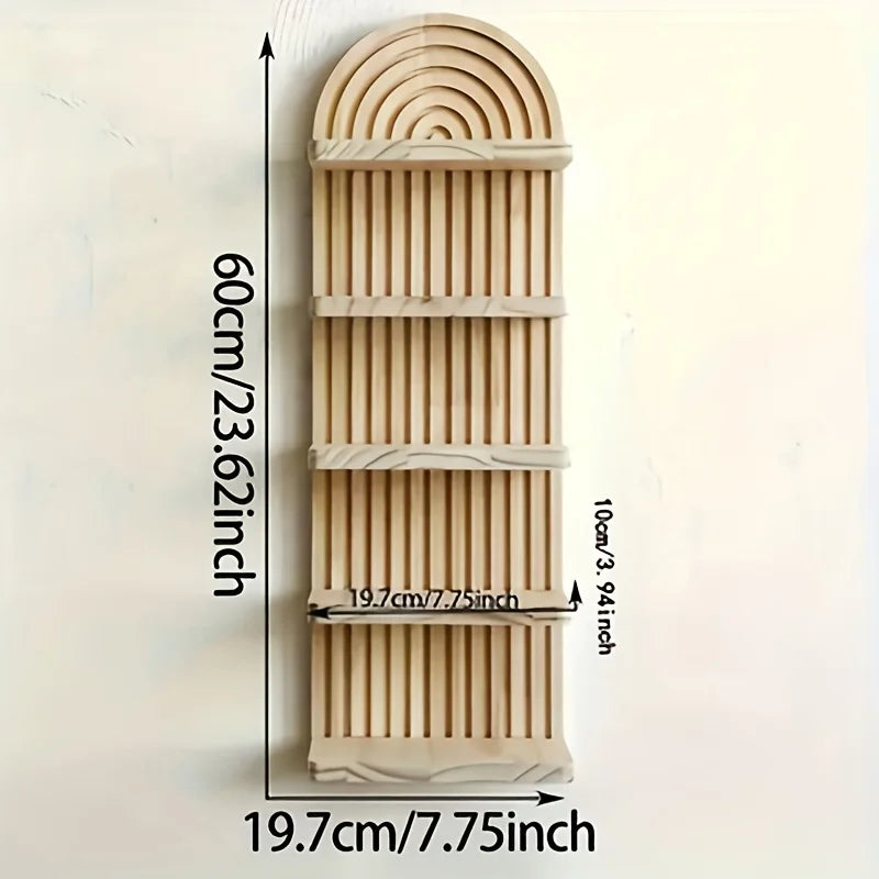 Bohemian Style Wooden Oval Wall Shelf