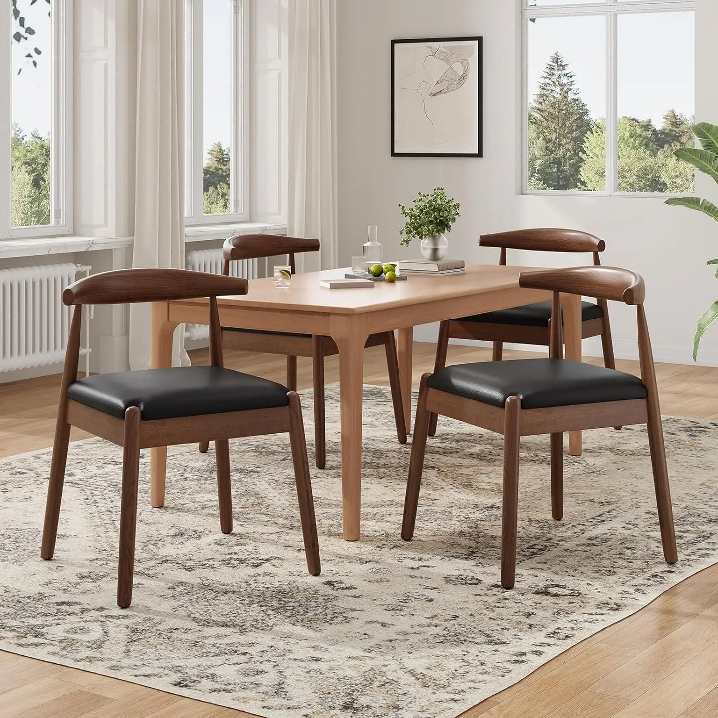 Dining Chairs Set of 2 with Solid Wood Legs