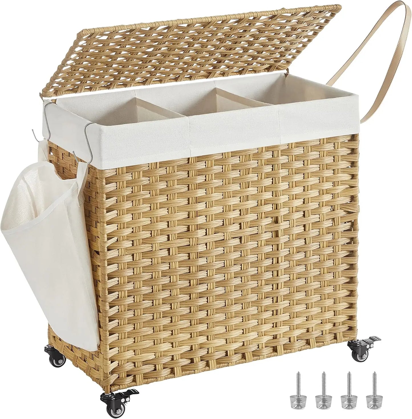 37-Gallon Rolling Laundry Basket with Lid