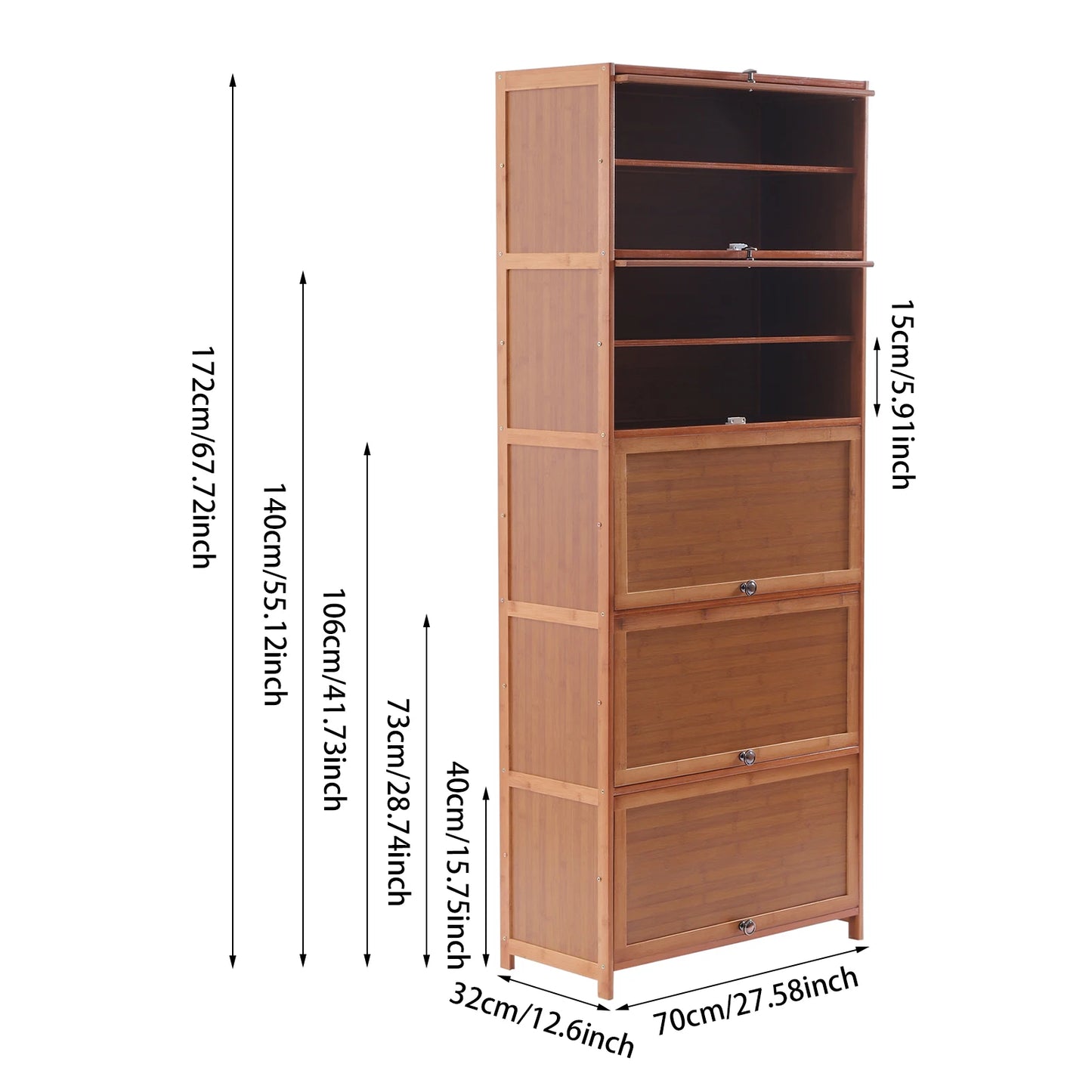 Shoe Cabinet Free Standing Bamboo Storage Organizer