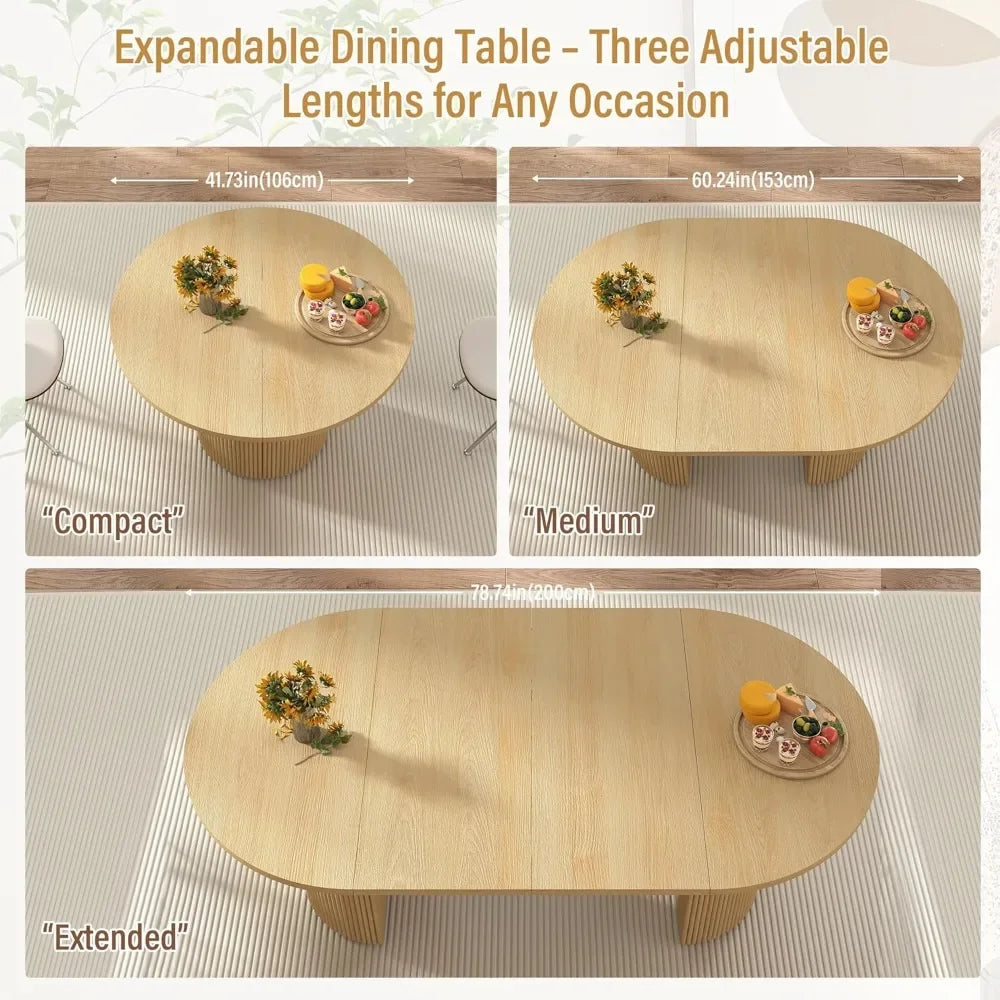 41-78 Inch Extendable Round Oval Dining Table
