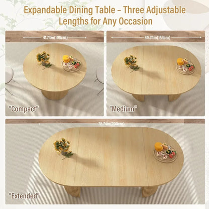 41-78 Inch Extendable Round Oval Dining Table