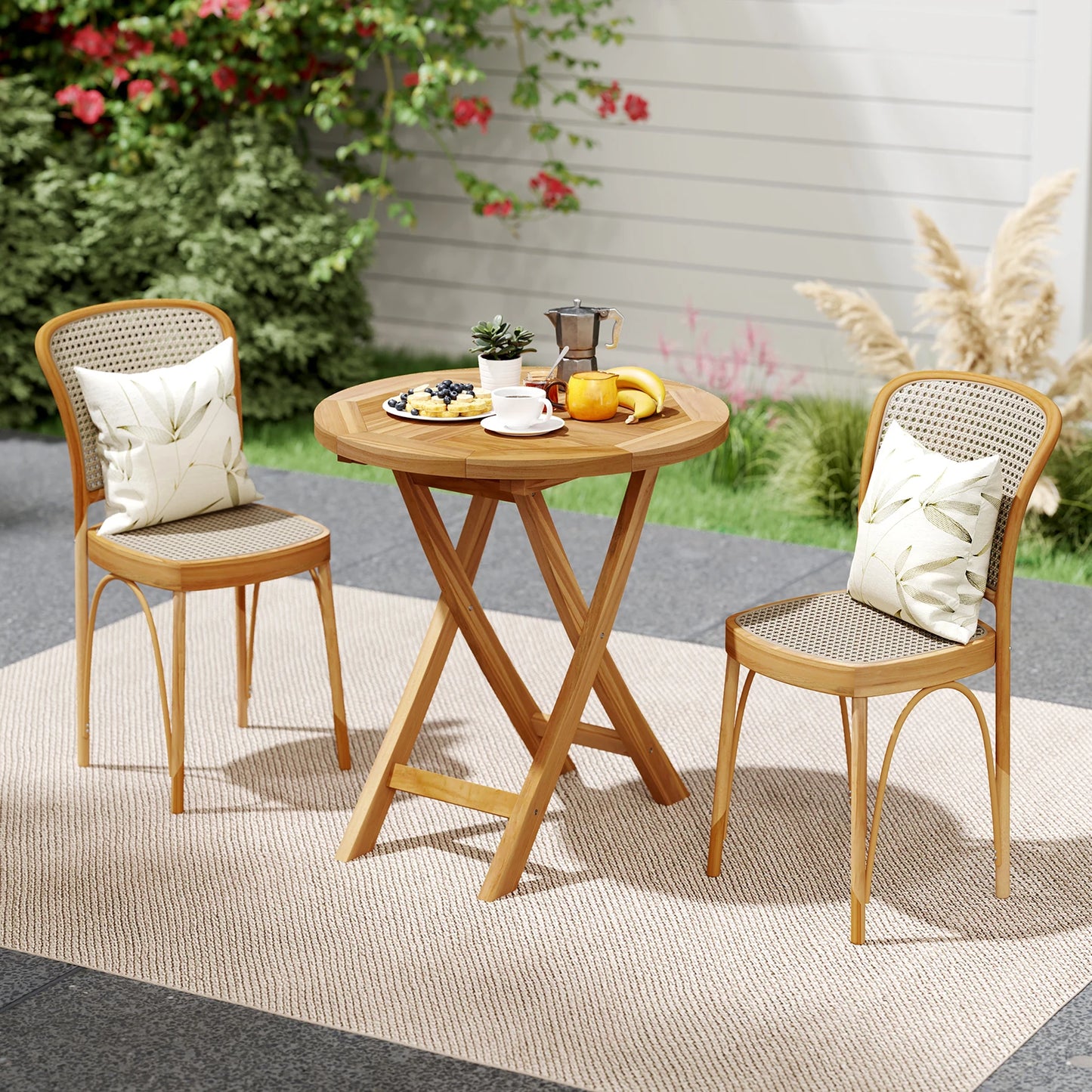 Patio Teak Wood Round Side Table