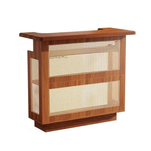 47.24 Inches Caramel Brown Rattan Home Bar