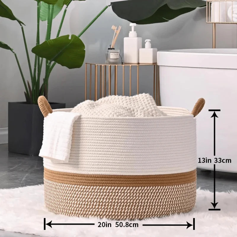 Large 20" x 13" Woven Rope Blanket Basket