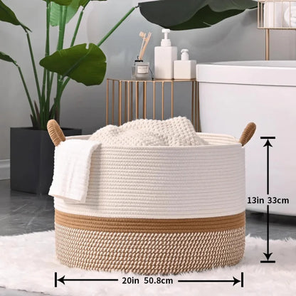 Large 20" x 13" Woven Rope Blanket Basket