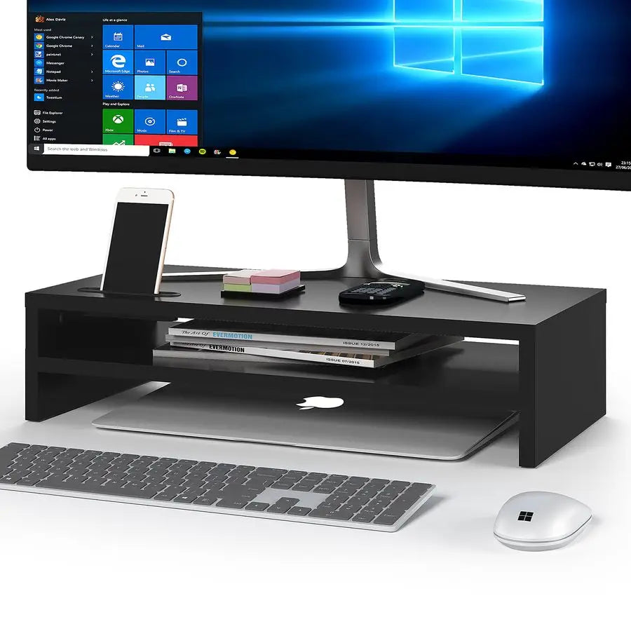 Wood Monitor Riser 2Tier Desktop with Storage