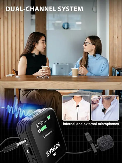 Wireless Lavalier Microphone Dual Transmitter Lapel Mic