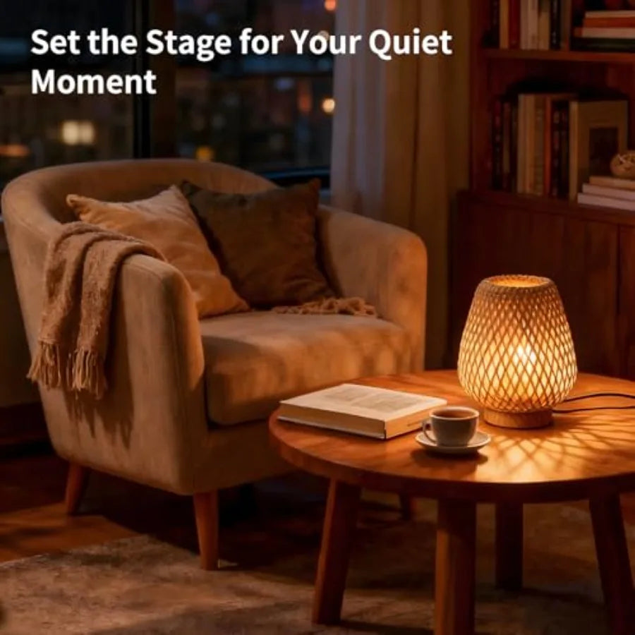Table Lamp with Double Layer Woven Shade