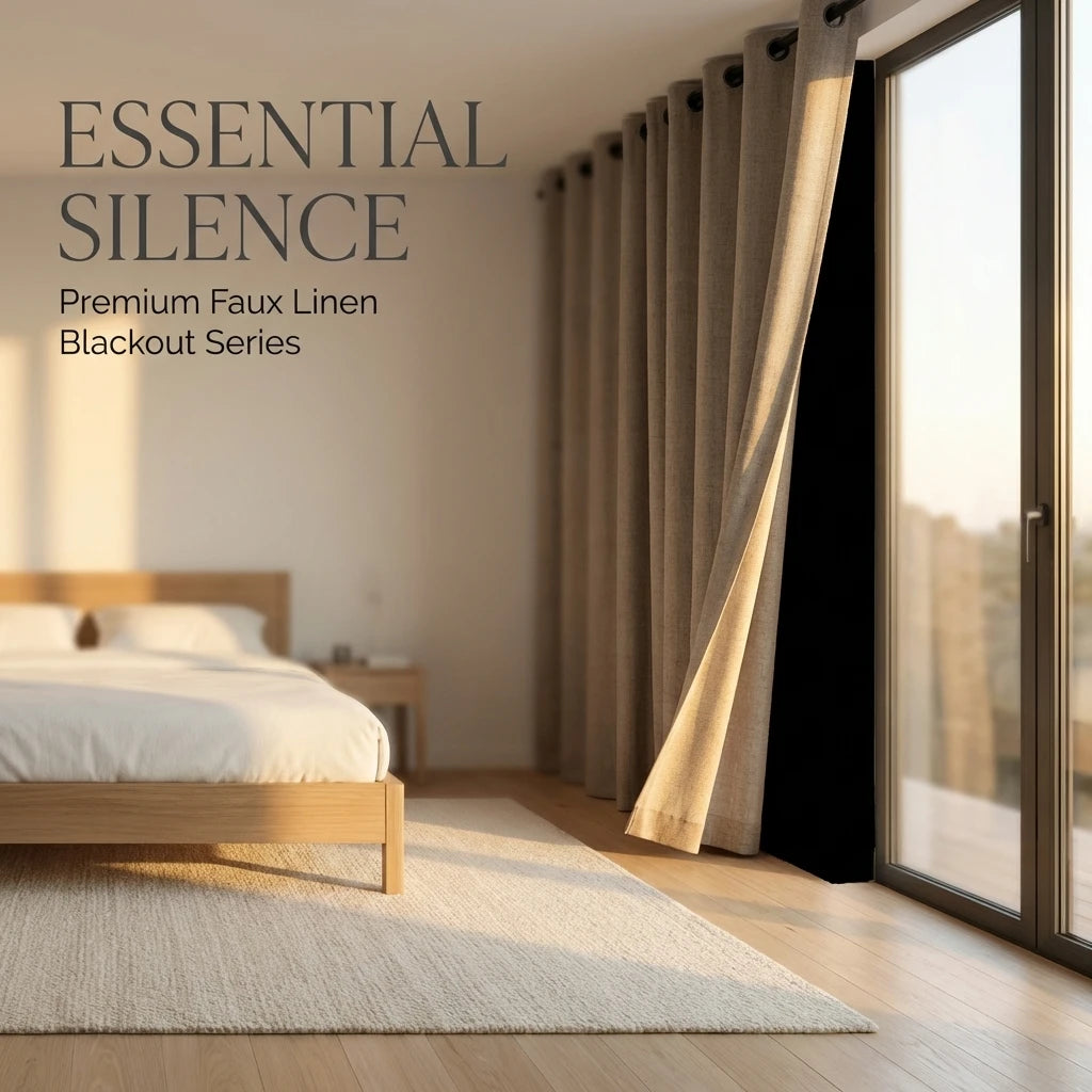 100% Light Blocking Linen Texture Curtains